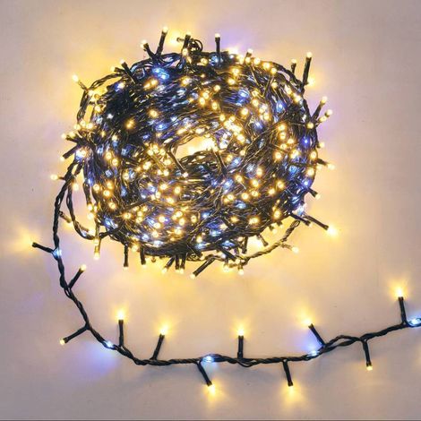 Guirlande BOA défilant 30m 1660 LED bi-colore blanc chaud et froid avec contrôleur 7 modes IP44 câble vert (1/4)