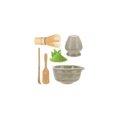 Service à matcha, 5 pièces, vert – grand bol et ustensiles japonais (1/5)
