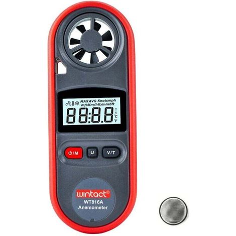 Jauge de compteur de vitesse du vent portable anémomètre, anémomètre de température de l'air numérique thermomètre de compteur de vitesse du vent vélomètre CVC (1/4)