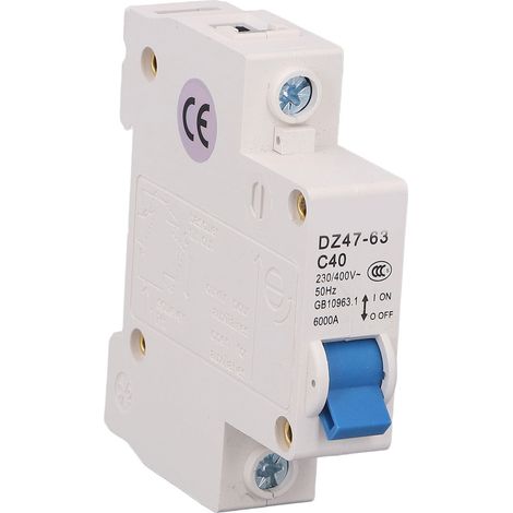 Disjoncteur miniature 1P, sectionneur de courant résiduel, montage sur rail DIN, 230 V/400 V, 40 A, DZ47-63 C40 (1/5)