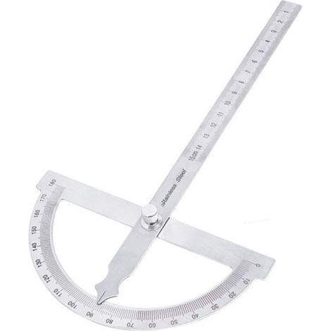 Goniometer - 180 Degree Semicircle - Stainless Steel Single Arm Woodworking Protractor