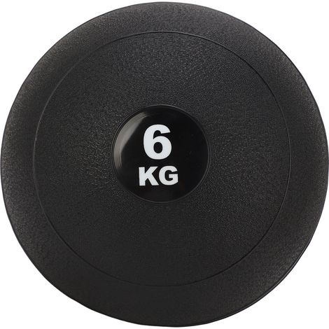 Ballon médicinal PVC 6kg 24,5cm noir - Ballon lesté gravité pour entraînement physique, lancer, rebond, frappe - Sac de sable type pneu (1/5)