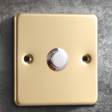 Stainless steel doorbell panel, doorbell panel with buttons, automatic reset button, 86mm x 86mm (gold). (1/4)