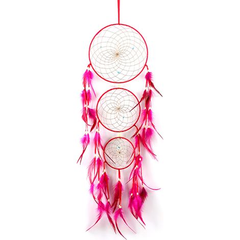 Attrape Rêves Fait Main - Anneau En Fer Et Plumes Naturelles - Décoration Murale Pour Chambre Et Voiture - 1 Pièce