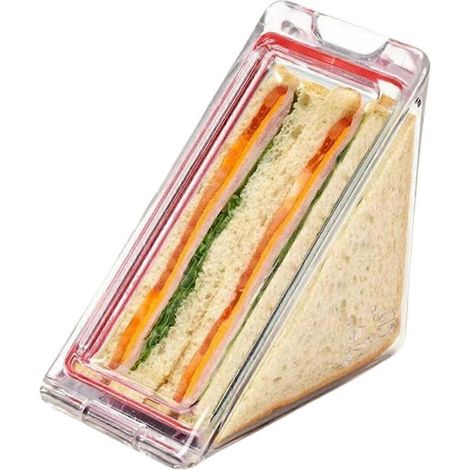 Boîte à sandwich triangulaire transparente en plastique avec couvercle, idéale pour emporter du fromage (1 pièce) (1/5)