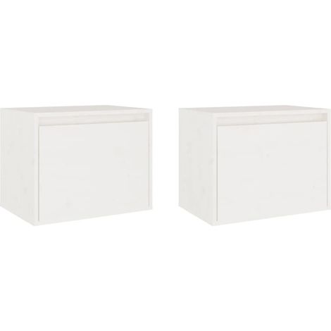 Lot de 2 Armoires murales Salon,Meuble bas de Rangement,Meuble TV Blanc 45x30x35 cm Bois de pin massif -94667 (1/5)