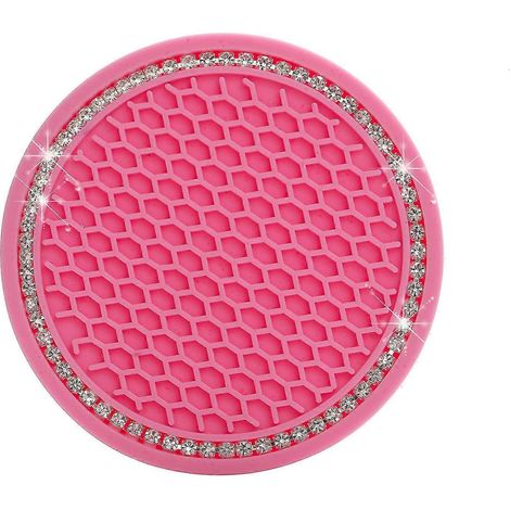 Lot de 2 dessous de verre/porte-bouteilles de voiture, tapis antidérapants en gel de silice pour la décoration intérieure et le style de votre voiture-Rose Red (1/5)
