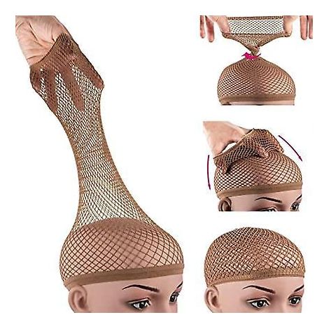 marron2 Pices , Bonnets De Perruque En Maille Pour Cheveux Longs, Filet Perruque Pour Femmes (1/5)