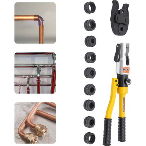 Pince à sertir hydraulique professionnelle avec contour en V et profil M, pour tube en cuivre, tube en acier au carbone, tuyaux en plastique, V12, V15, V18, V22, V28 et M12, M15, M18, M22, M28