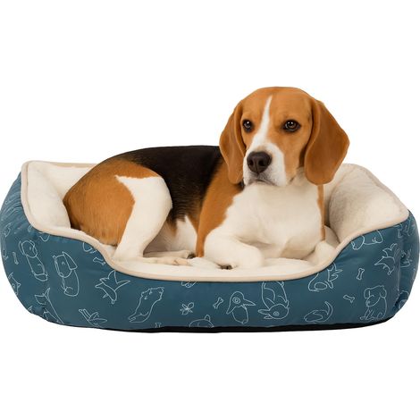 Panier Chien – Lilly Bleu – 60 cm – Peluche Douce et Textile léger – Garnissage Polyester – Fond antidérapant (1/5)