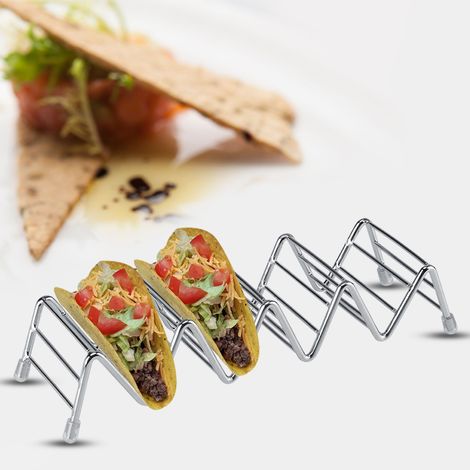 Présentoir à tacos mexicains en acier inoxydable en forme de vague, support à 4-5 emplacements (1/5)