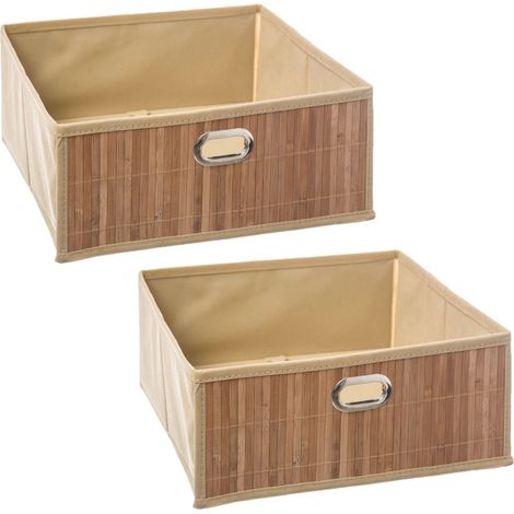 Lot de 2 boîtes de rangement en bambou et tissu MIX'N MODUL (1/3)
