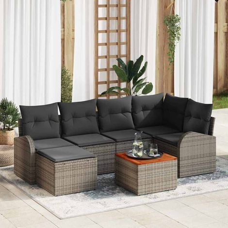 Garten-Sofa-Set 7 pcs Grau vidaXL (1/5)