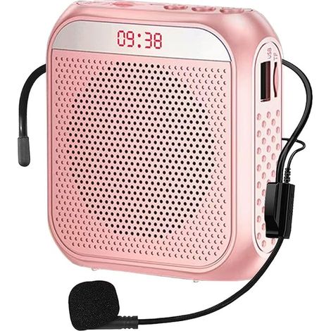Portable Amplificateur de Voix pour Enseignants, 2200mAh Rechargeable Amplificateur de Son Système PA Micro Haut Parleur pour Enseignants,Réunion,Guide Touristique,Yoga,Salle de Classe (Rose) (1/5)