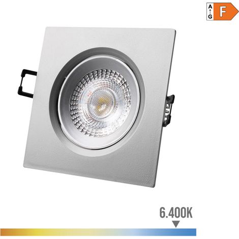 DOWNLIGHT LED EMPOTRABLE CUADRADO 5W 6400K LUZ FRIA COLOR CROMO 9x9cm EDM (1/5)