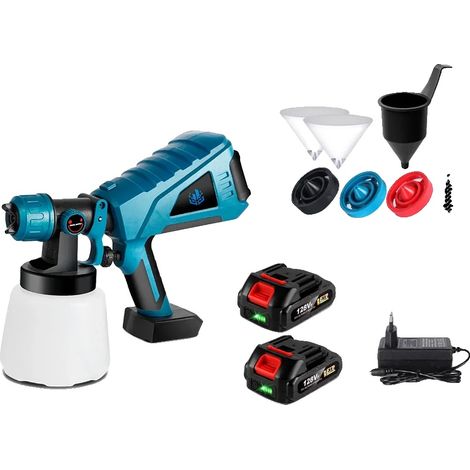Pulverizador de pintura eléctrico, diseño inalámbrico, capacidad de 1000 ml, 2 baterías, enchufe europeo. (1/2)