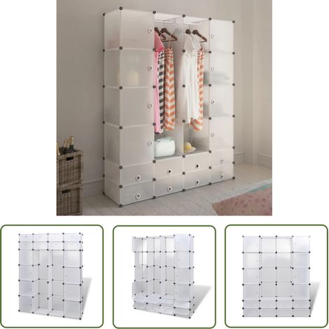 The Living Store Modularer Schrank mit 18 Fächern Weiß 37x146x180,5 cm - Kleiderschrank - Garderobe - Aufbewahrungsraum - Modularer Schrank - Weißes Möbelstück (1/5)