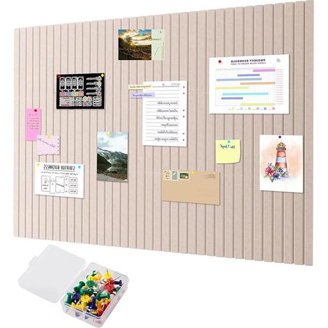 Felt Notice Board Self-Adhesive 80 x 40 cm Large Felt Wall Foldable with 35 Push Pins 9mm Thick Modern Wall Panel for Office School and Children's Room Brown (1/5)