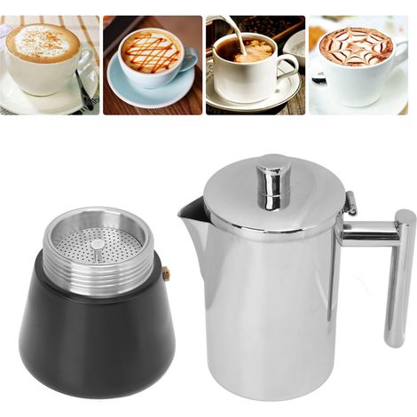 Cafetière italienne à induction de type Moka, en acier inoxydable, pour la maison, 200 ml (4 tasses). (1/5)