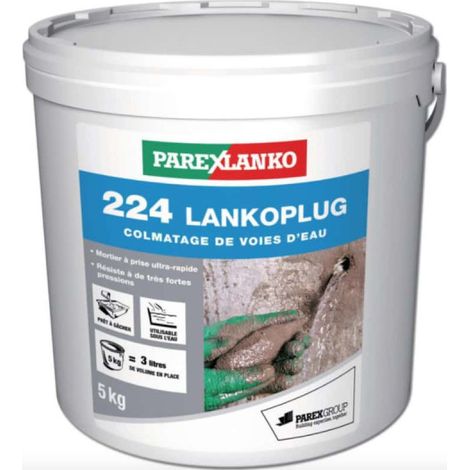 Parexlanko – Mortier de colmatage pour infiltration d'eau – Prise ultra-rapide – Résistance forte – Seau de 5 kg – L22405