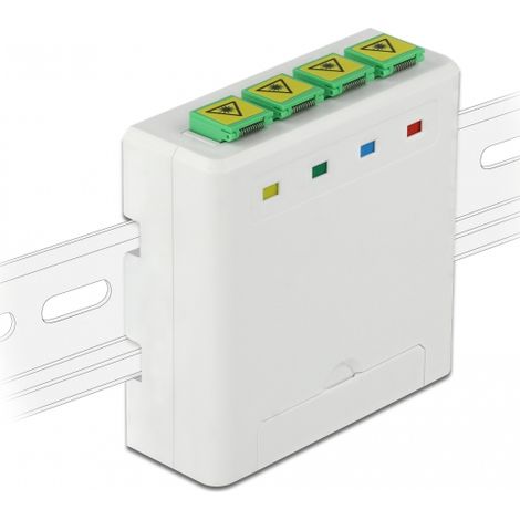 Caja de conexiones fo para carril din delock 4 x sc simplex o lc duplex