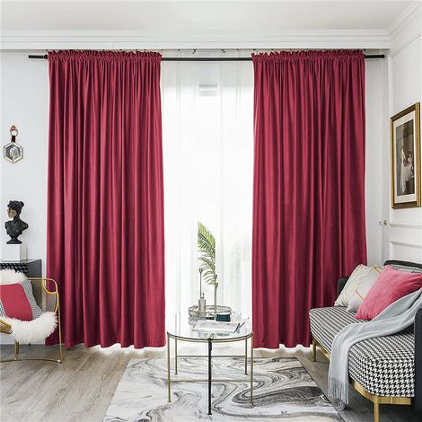 Rideau occultant pour salon, rideau isolant thermique, rideau en velours uni, convient pour la chambre et le salon, lot de 2 (150 x 250 cm).
