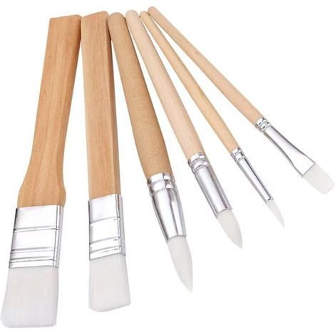 Lot de 6 Pinceaux Peinture Acrylique en Nylon Professionnels pour Acrylique Huile Aquarelle Bois et Nylon (1/5)