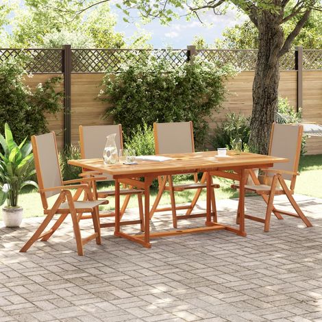 Lot de 4 Chaises pliables de jardin,Siège de Terrasse Chaise d'extérieur bois d'acacia et textilène CFW47588 (1/5)