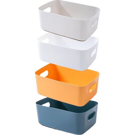 Lot de 4 paniers de rangement en plastique avec poignées épaisses, pour salle de bain, cuisine, salle de bain, cuisine, 20 x 15 x 7 cm