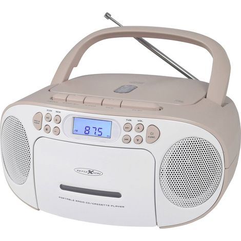 Reflexion RCR2260PK Radio-lecteur CD FM AUX, CD, Cassette rose, blanc Y227762 (1/5)