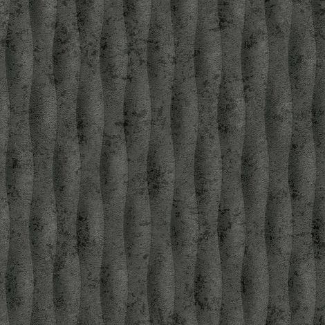 Vliestapete - Fashion for Walls 5 - Anthrazit Dunkelgrau Schwarz Streifen Wellen GMK Erismann - 1052315 (1/4)