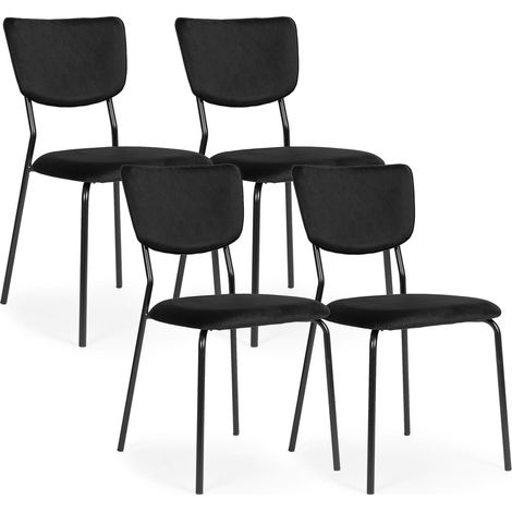 Velvet Dining Chairs Set of 4, Black - Ergonomic, Durable (1/5)
