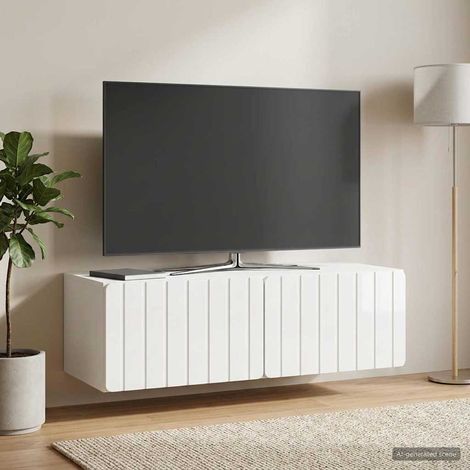 Wandmontierter TV-Schrank 98 x 41 x 30 cm Hochglanz Weiß (1/5)