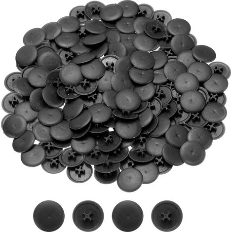 Cache-Vis, 108 Pièces 17mm - Cache-Écrou à Vis en Plastique Auto-Verrouillant, Cache-Vis de Décoration pour Écrou de Fixation à Came Phillips, Vis Autotaraudeuses, Noir (1/5)