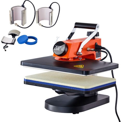 VEVOR Presse a Chaud 6-en-1 Plateau 30,5x38 cm, Machine de Sublimation Textile pour DIY T-shirts/Chapeaux/Tasses/Projets de Transfert de Chaleur, Transfert par Sublimation avec Rotation a 360°,