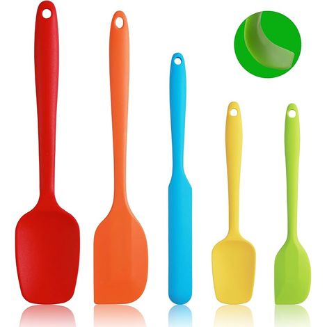 Spatule Silicone, Spatule Patisserie Cuisine Lot de 5, Spatule Flexible Résistante à la Chaleur avec Noyau en Acier Inoxydable, pour Cuisine et Faire des Gâteaux (Multicolore) (1/5)