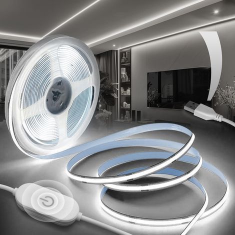 x 2M COB LED Strip, Flexible, 320 LEDs/M, Dimmable, USB 5V, For TV, Cabinet, Bedroom (1/5)