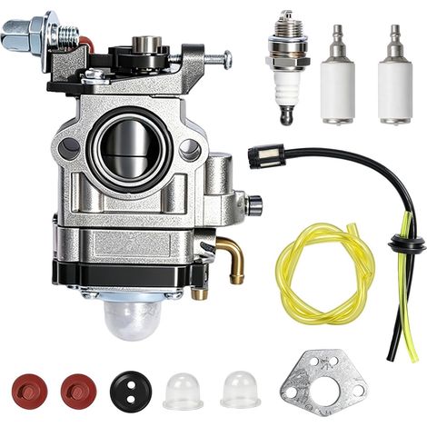 Carburador para desbrozadora de 52 cc 49 cc 43 cc, kit de carburador con junta, tubo de bujía y filtro de combustible para cortacésped, desbrozadoras y motosierras, 11 piezas (1/5)
