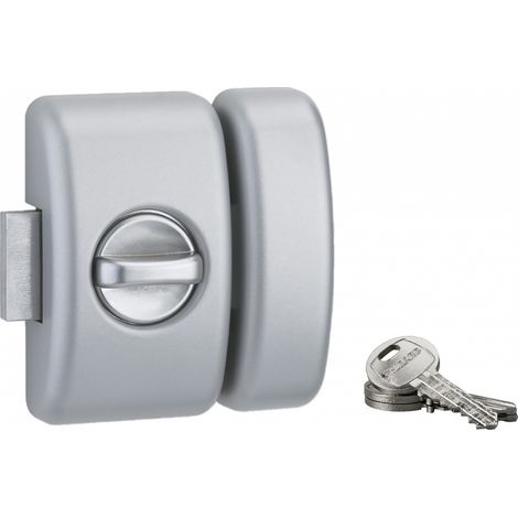 THIRARD - Verrou à bouton Universel pour porte d'entrée, cylindre 45mm, acier, 3 clés, epoxy argent - THIRARD
