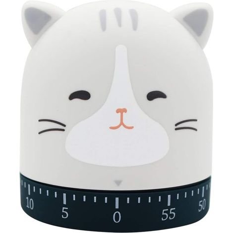 Minuteur de cuisine en forme d'animal mignon 60 minutes mécanique sans gestionnaire de temps de batterie (Kitty)