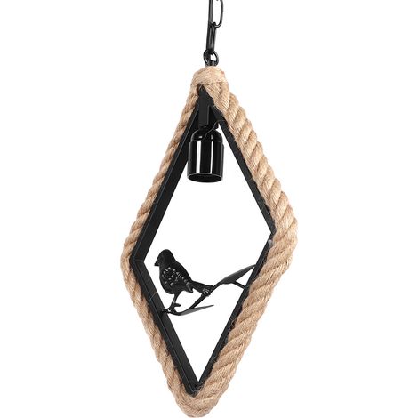 Suspension décorative vintage E26/E27 en forme de losange, idéale pour le salon ou la chambre (réf. 85-245V). (1/5)