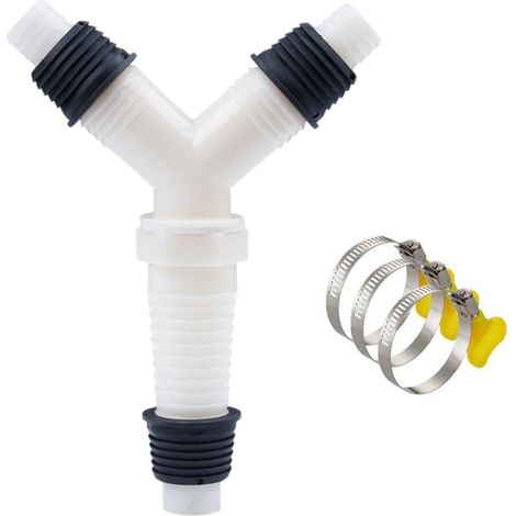 Double evacuation machine a laver, Adaptateur de vidange pour machine à laver, Adaptateur double pour tuyaux de 20 31mm, sortie de 20mm,Avec 3 clips (1/5)