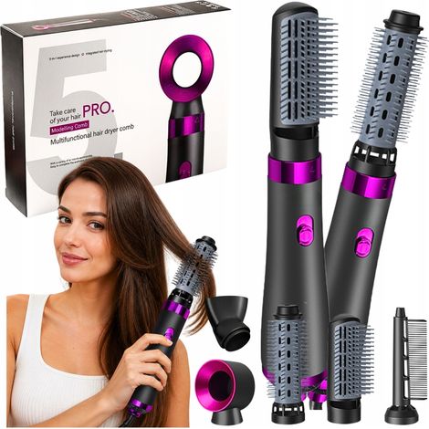 Kit de peinado 5 en 1: Secador y rizador de pelo ionizante de 750 W