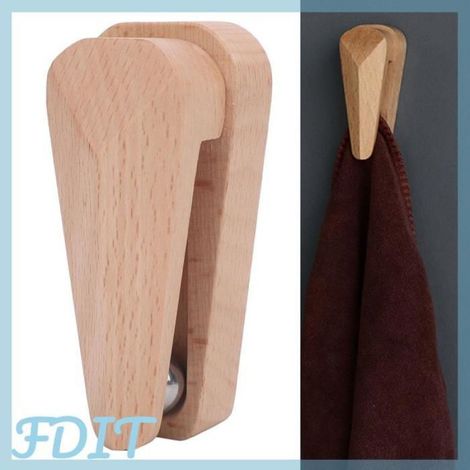 Pince à serviettes en bois massif, porte-serviettes adhésif Vintage, porte-serviettes mural en bois pour salle de bain, cuisine, (1/4)