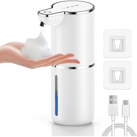 Distributeur Savon Automatique Mousse,Distributeur Savon Mural Automatique avec Capteur de Mouvement Infrarouge,4 Niveaux Réglables Soap Dispenser (1/5)