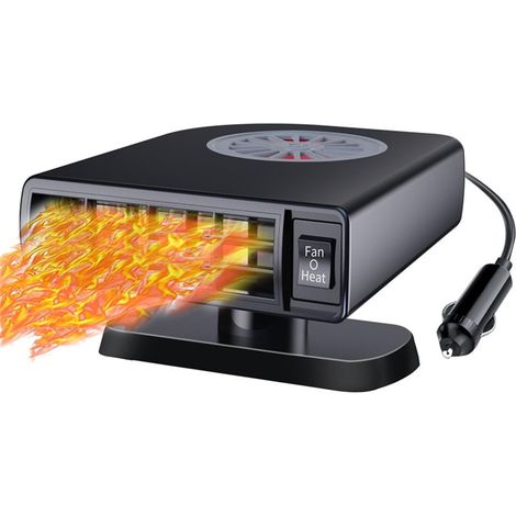 Chauffage de voiture, 12 V 120 W, 2 en 1, portable, dégivreur de pare-brise, avec prise allume-cigare et base rotative à 360 degrés, chauffage rapide et portable pour véhicules (1/5)