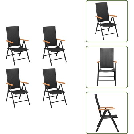 Gartenstühle 4 Stk. Poly Rattan Schwarz - Gartenstühle - Sitzgelegenheiten Im Freien - Outdoor Möbel - Rattan Gartenstühle - Wetterfestes Material (1/5)
