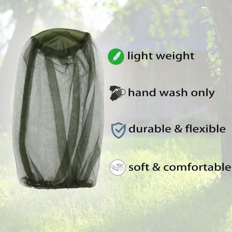 Moustiquaire de tête - Unbrand - Maille fine - Protection contre les insectes - Idéal pour le camping (1/5)