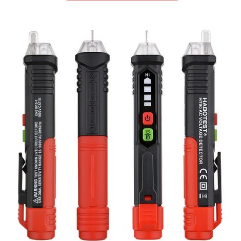 GDHZS-  4 pièces Détecteur de Tension Sans Contact, Test de Fil de Phase/Neutre,Buzzer Sonore&Lumineux,Stylo Testeur de Tension Double Sensibilité 12V-1000V (1/5)