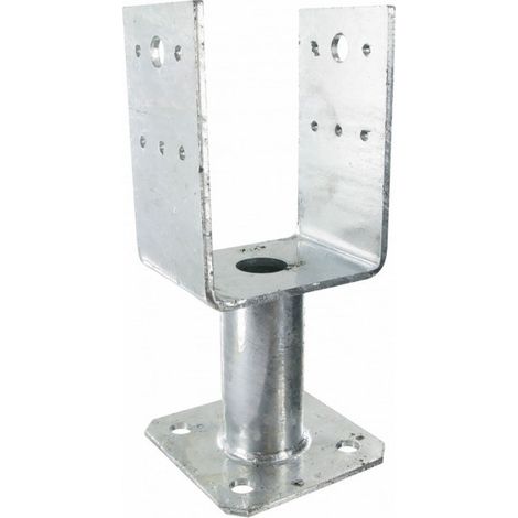 Simpson Strong Tie – Pied de poteau en U sur platine 90 x 90 mm – Acier galvanisé – Hauteur 100 mm – Pose à visser pour fixation béton (1/5)